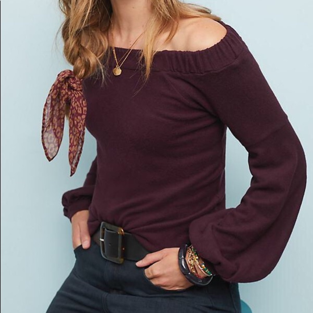 Anthropologie Cloud Fleece Off the Shoulder Top